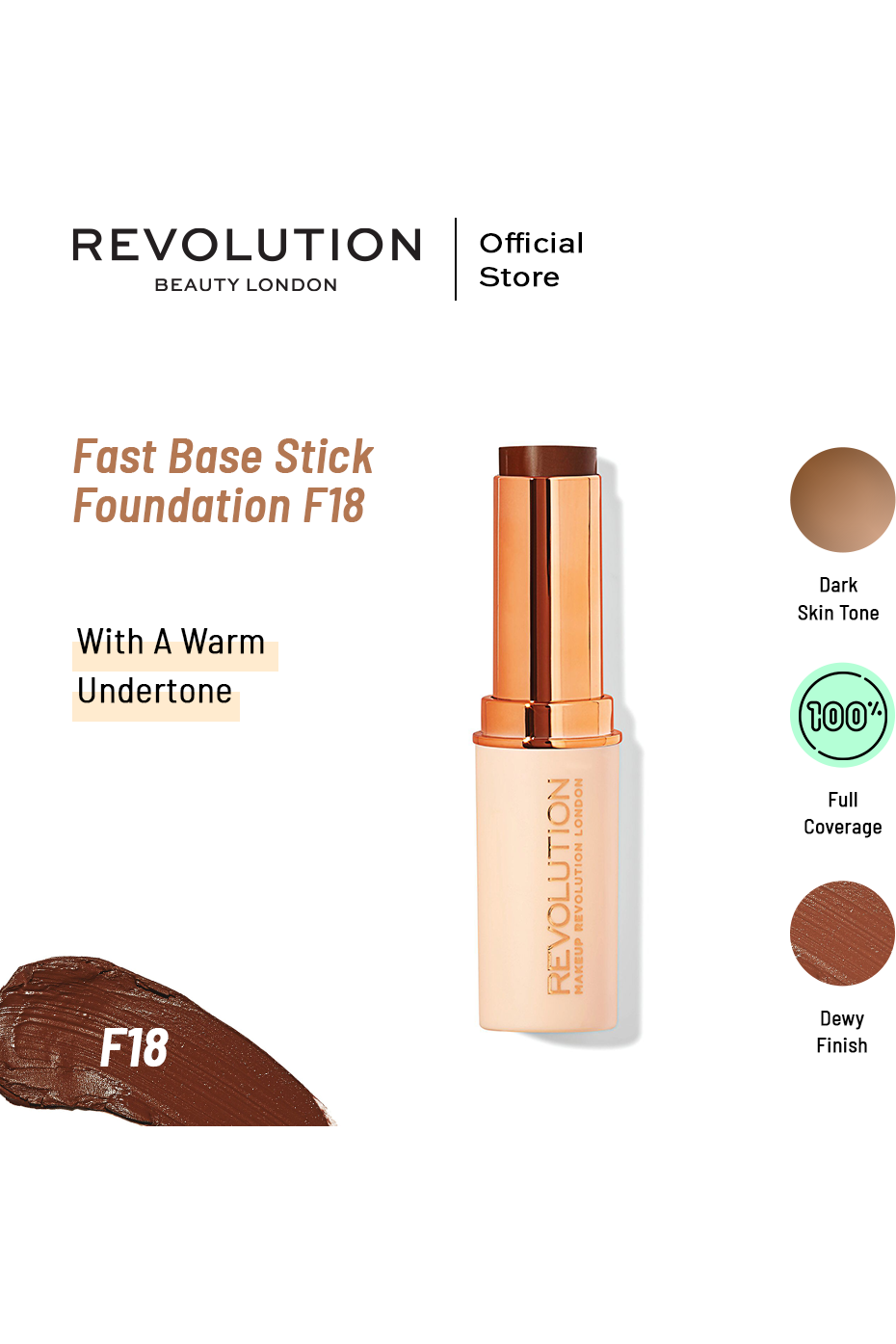 Buy Makeup Revolution East Base Stick Foundation F18 in Pakistan
