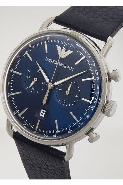 Buy Emporio Armani Men's Chronograph Quartz Leather Strap Blue Dial 43mm Watch AR11105 in Pakistan