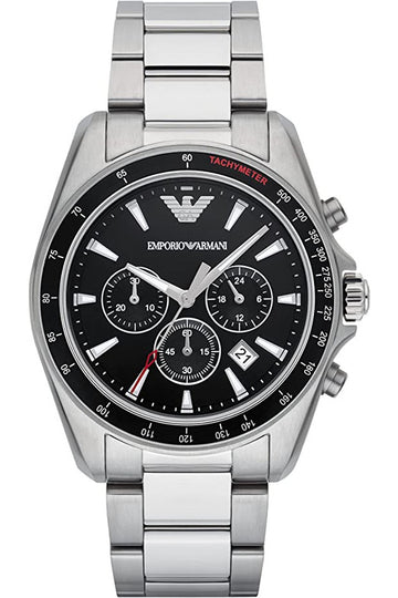 Buy Emporio Armani Men’s Chronograph Quartz Stainless Steel Black Dial 44mm Watch 6098 in Pakistan