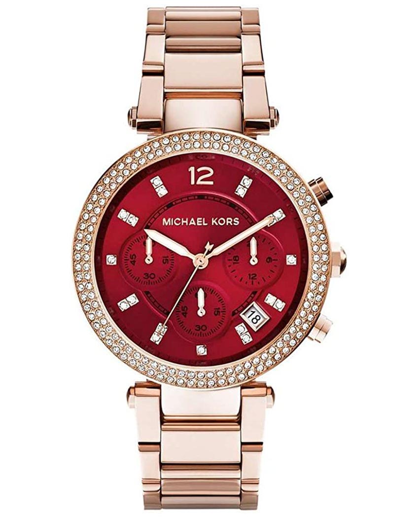 Buy Michael Kors Womens Quartz Parker Stainless Steel Red Dial 39mm Watch - Mk6106 in Pakistan