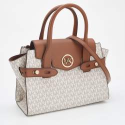 Buy Michael Kors White Tan Signature Coated Canvas and Leather Carmen Satchel Bag Small in Pakistan