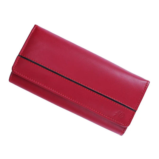 Buy Jild Women Round Stripe Leather Clutch Long Wallet - Red in Pakistan