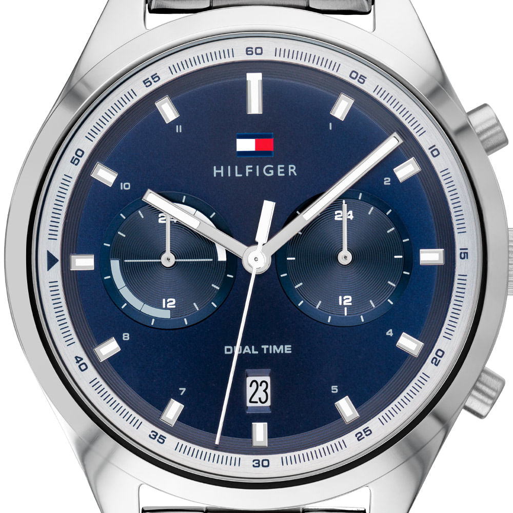 Buy Tommy Hilfiger Mens Quartz Silver Stainless Steel Blue Dial 44mm Watch - 1791725 in Pakistan