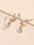 Buy SHEIN Rhinestone & Faux Pearl Decor Stud Earrings in Pakistan