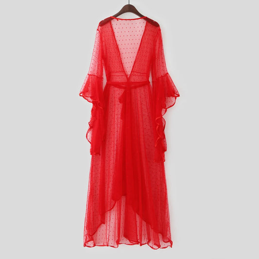Buy Spark Dots 3pcs Transparent Hot Red Nightgown in Pakistan