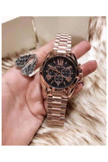 Buy Michael Kors Womens Chronograph Quartz Bradshaw Rose Gold Stainless Steel Black Dial 43mm Watch - Mk5854 in Pakistan