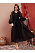Buy Shein Lantern Sleeve Belted Mesh Dress in Pakistan