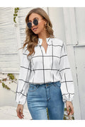 Buy Shein Windowpane Plaid Notched Neck Blouse in Pakistan