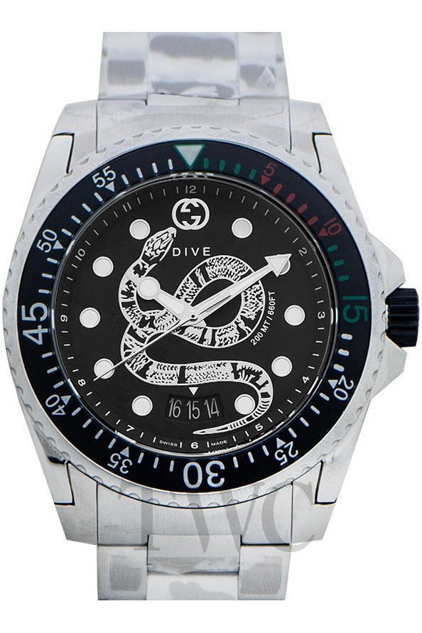 Buy Gucci Men's Swiss Made Quartz Stainless Steel Black Dial 45mm Watch YA136218 in Pakistan