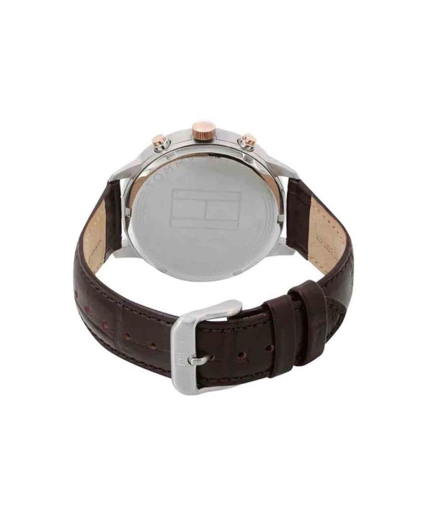 Buy Tommy Hilfiger Mens Quartz Brown Leather Strap White Dial 42mm Watch - 1710360 in Pakistan