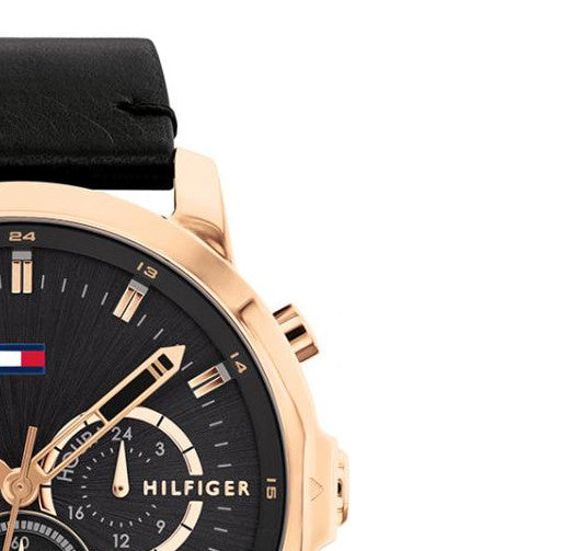 Buy Tommy Hilfiger Mens Quartz Black Leather Strap Black Dial 46mm Watch - 1791798 in Pakistan