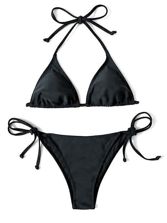 Buy Heat Black Padded String Ribbed Bikini in Pakistan