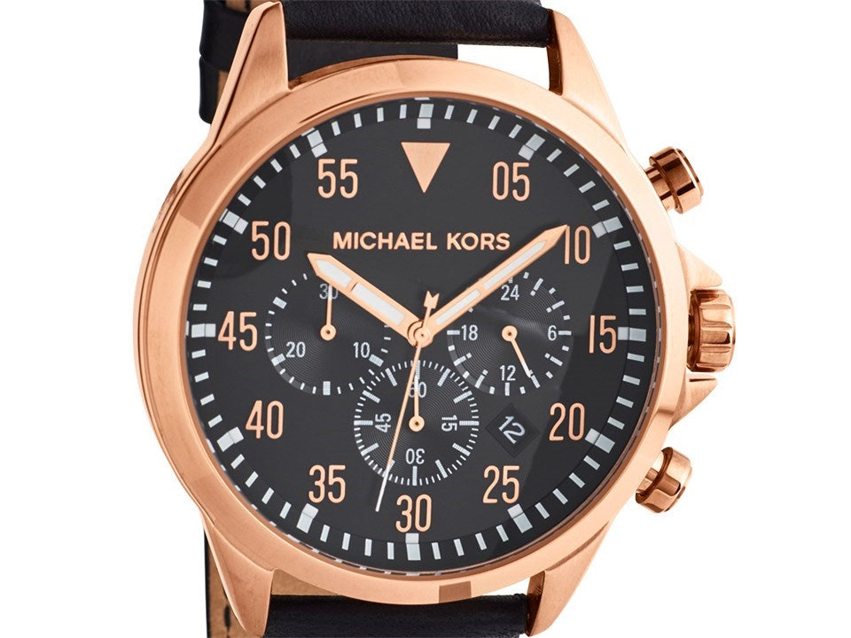 Buy Michael Kors Men’s Chronograph Quartz Leather Strap Black Dial 45mm Watch - MK8535 in Pakistan