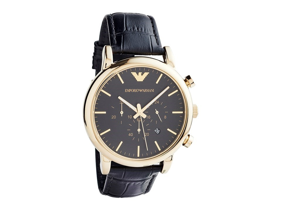 Buy Emporio Armani Chronograph Men’s Quartz Leather Strap Black Dial 46mm Watch - AR1917 in Pakistan