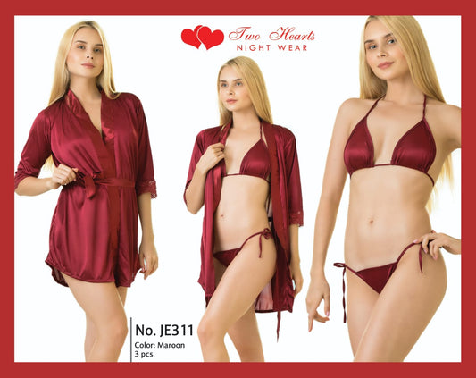 Buy Allure - Silk Robe with Bra and Panty in Pakistan