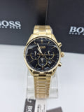 Buy Hugo Boss Mens Chronograph Champion Gold Stainless Steel Black Dial 44mm Watch - 1513848 in Pakistan