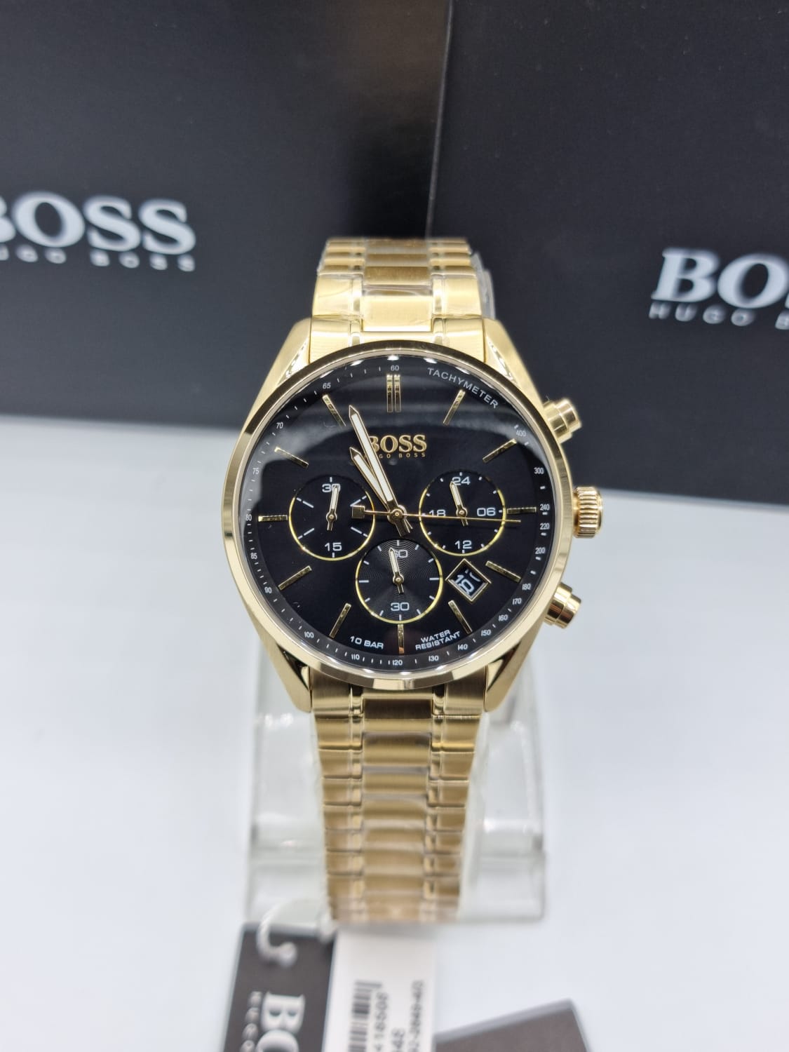 Buy Hugo Boss Mens Chronograph Champion Gold Stainless Steel Black Dial 44mm Watch - 1513848 in Pakistan