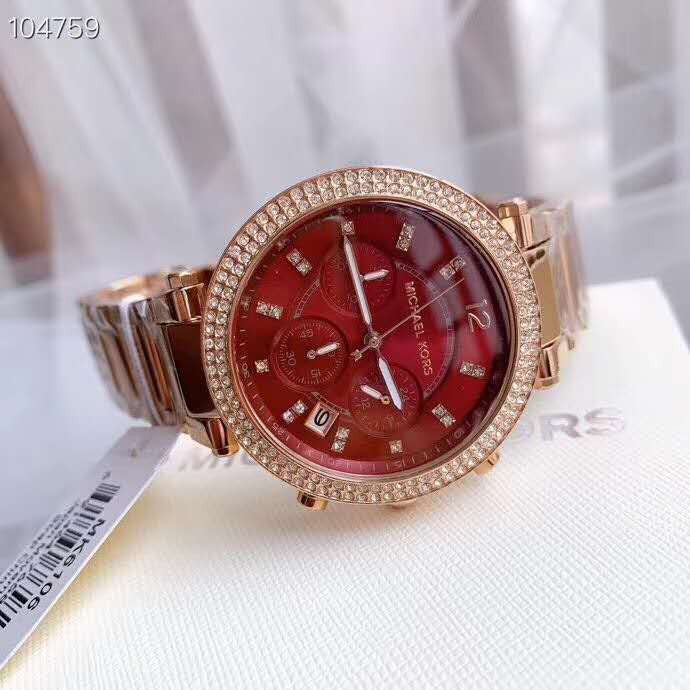 Buy Michael Kors Womens Quartz Parker Stainless Steel Red Dial 39mm Watch - Mk6106 in Pakistan