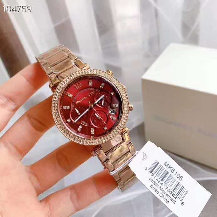 Buy Michael Kors Womens Quartz Parker Stainless Steel Red Dial 39mm Watch - Mk6106 in Pakistan