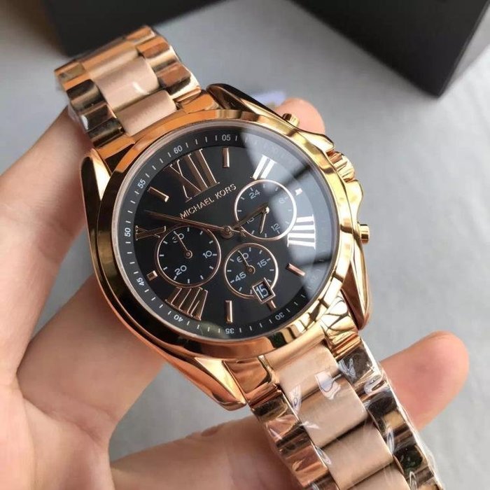 Buy Michael Kors Womens Chronograph Quartz Bradshaw Rose Gold Stainless Steel Black Dial 43mm Watch - Mk5854 in Pakistan