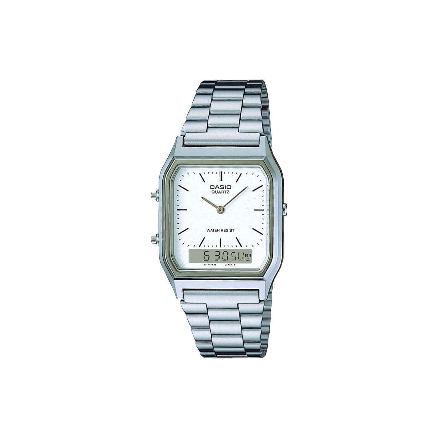 Buy Casio Analog Digital Stainless Steel White Dial Watch for Men - AQ-230A-7B in Pakistan