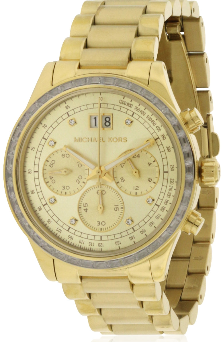 Buy Michal Kors Brinkley Gold-tone Dial Stainless Steel Chronograph Quartz Ladies Watch - Mk6187 in Pakistan