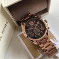 Buy Michael Kors Womens Chronograph Quartz Bradshaw Rose Gold Stainless Steel Black Dial 43mm Watch - Mk5854 in Pakistan