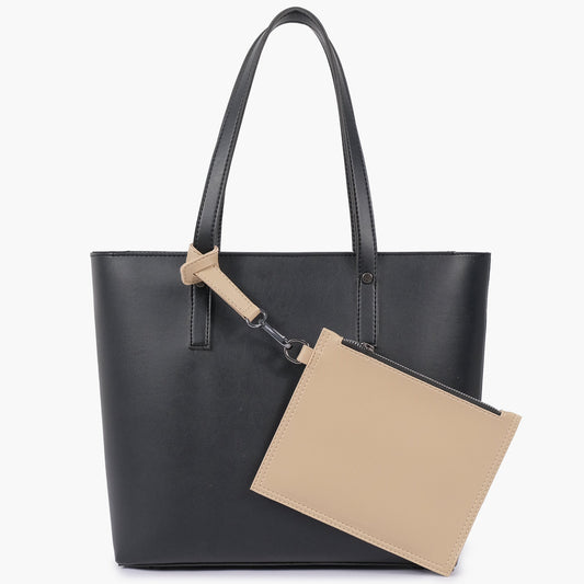 Buy Tote Bag With Detachable Pouch - Black in Pakistan