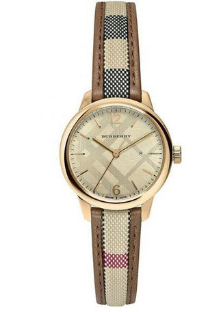 Buy Burberry Women's Swiss Made Leather Strap Gold Dial 32mm Watch BU10114 in Pakistan