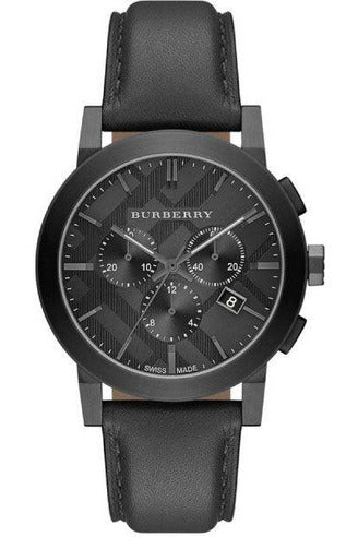 Buy Burberry Men's Swiss Made Leather Strap Dark Grey Check Stamped Dial 42mm Watch BU9364 in Pakistan