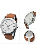 Buy Burberry Men's Quartz Leather Strap Silver Dial 42mm Watch BU9904 in Pakistan