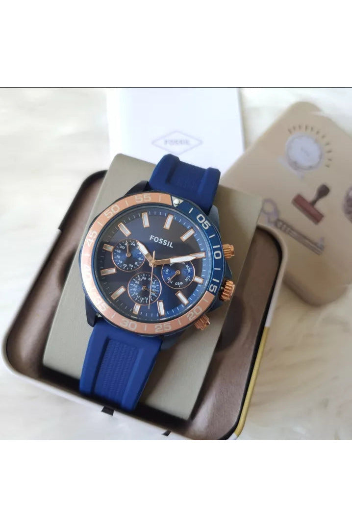 Buy Fossil Men's Quartz Blue Silicone Strap Blue Dial 45mm Watch BQ2498 in Pakistan