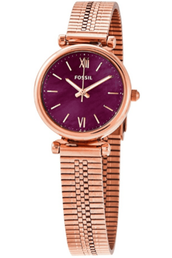 Buy Fossil Women's Quartz Rose Gold Stainless Steel Purple Dial 28mm Watch ES4646 in Pakistan