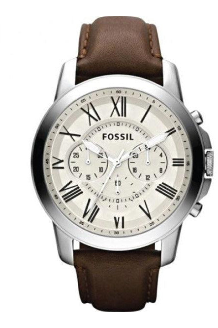 Buy Fossil Men's Chronograph Quartz Brown Leather Strap Beige Dial 44mm Watch FS4735 in Pakistan
