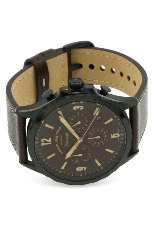 Buy Men's Chronograph Quartz Forrester Brown Leather Strap Black Dial 46Mm Watch in Pakistan