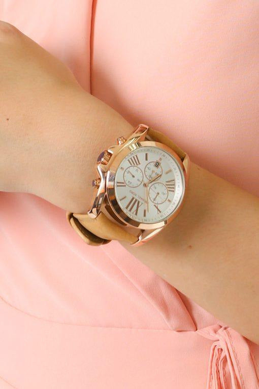 Oversized Everest Rose Goldtone And Silicone Watch  Michael Kors