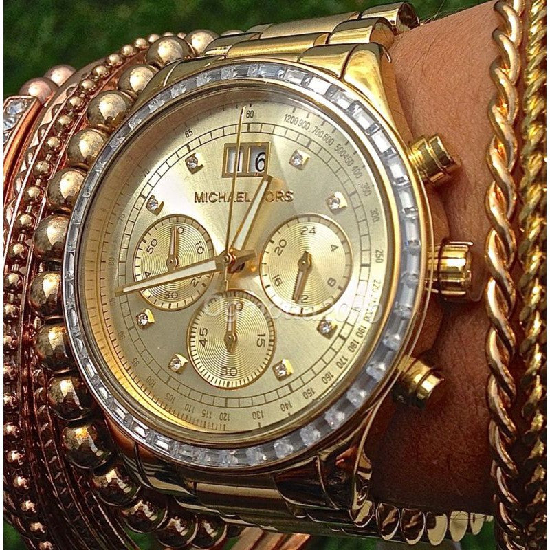 Buy Michal Kors Brinkley Gold-tone Dial Stainless Steel Chronograph Quartz Ladies Watch - Mk6187 in Pakistan