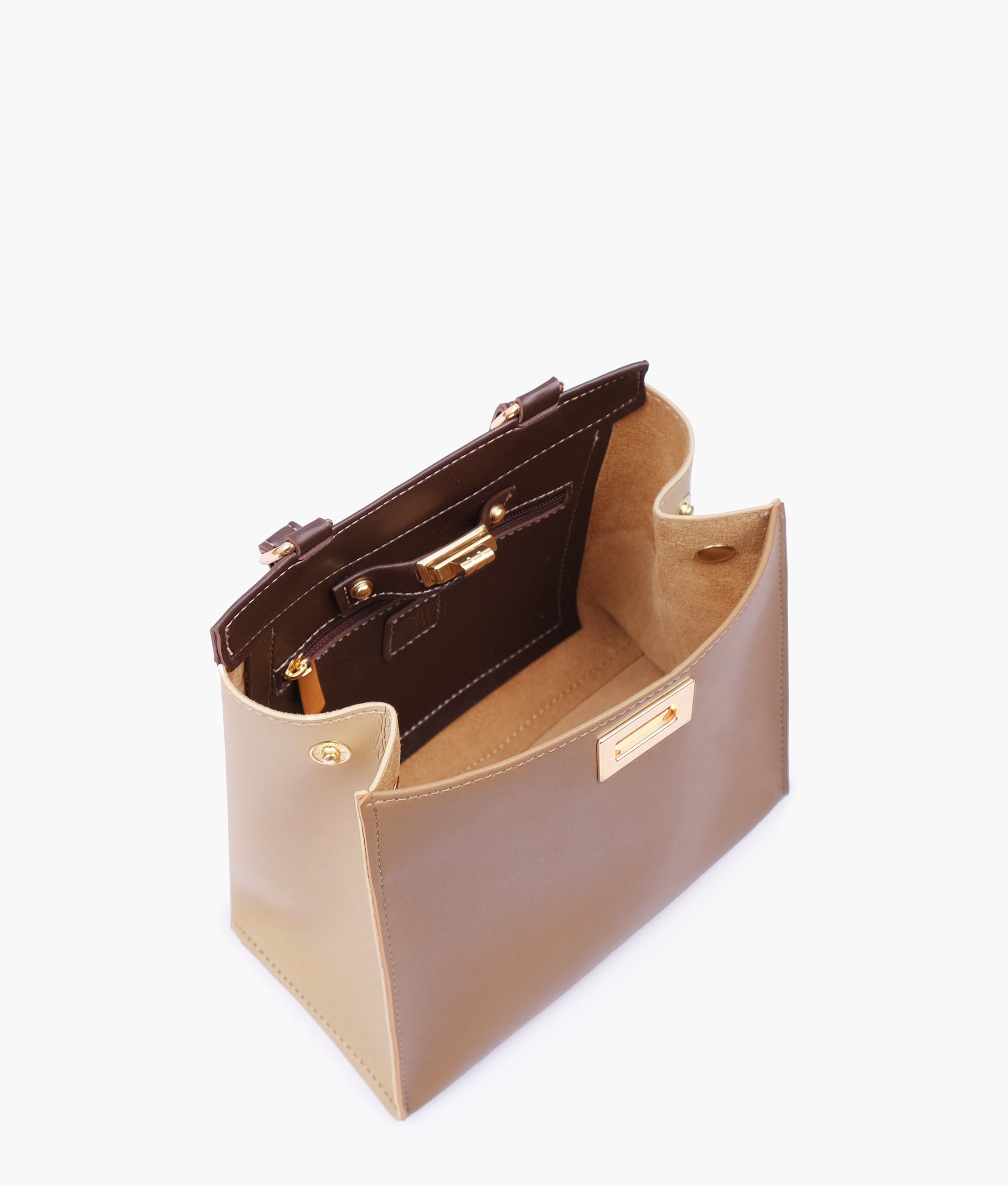 Buy Coffee Front Lock Top Handle Mini Bag - Tan in Pakistan