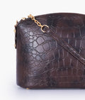 Buy Dark Brown Crocodile With Chain Strap Cross Body Bag - Brown in Pakistan