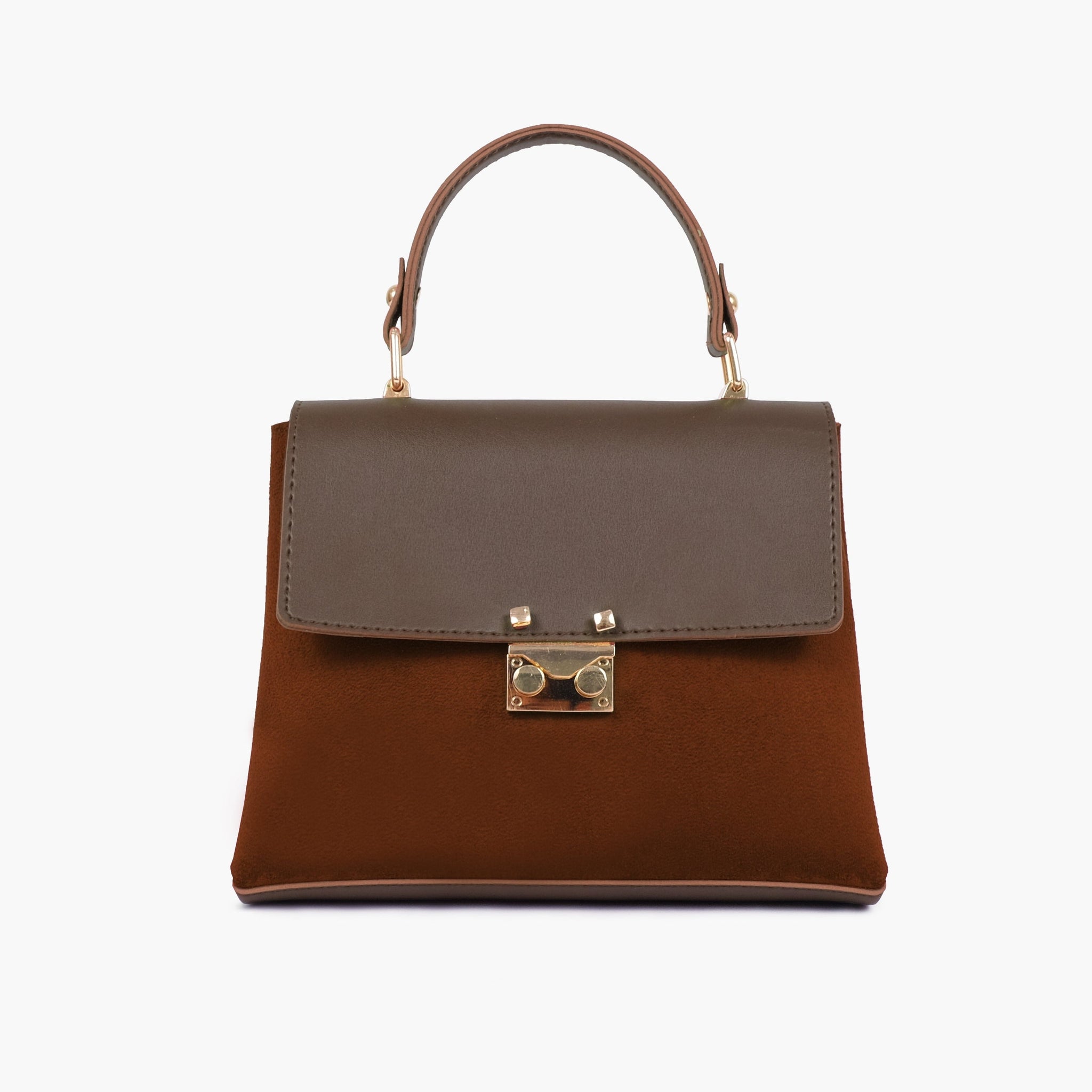 Buy Suede Mini Top Handle Bag - Dark Brown in Pakistan