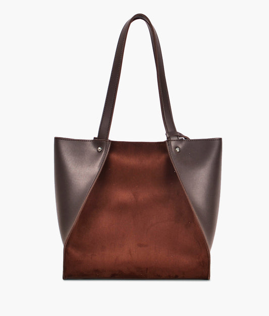 Buy Suede Shopping Tote Bag - Dark Brown in Pakistan