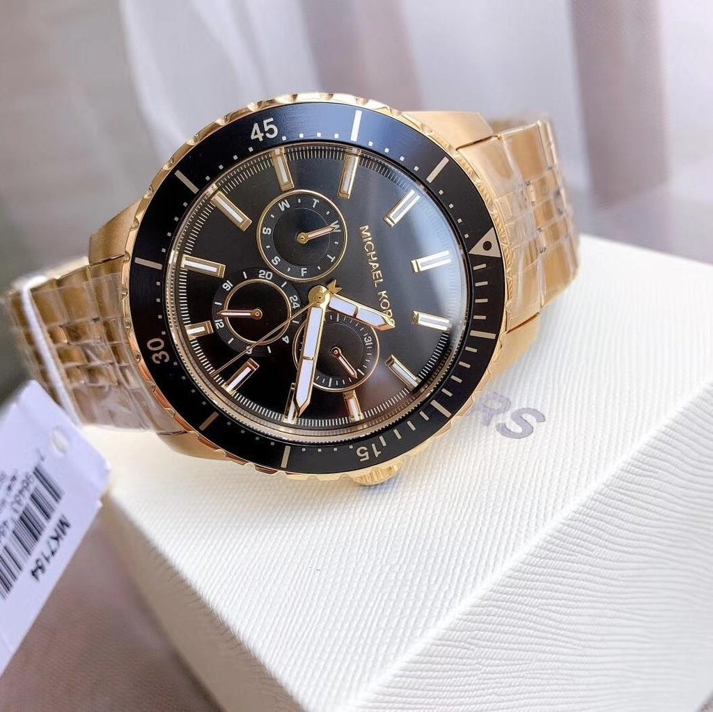 Buy Michael Kors Mens Multifunctional Gold Stainless Steel Black Dial 44mm Watch - Mk7154 in Pakistan