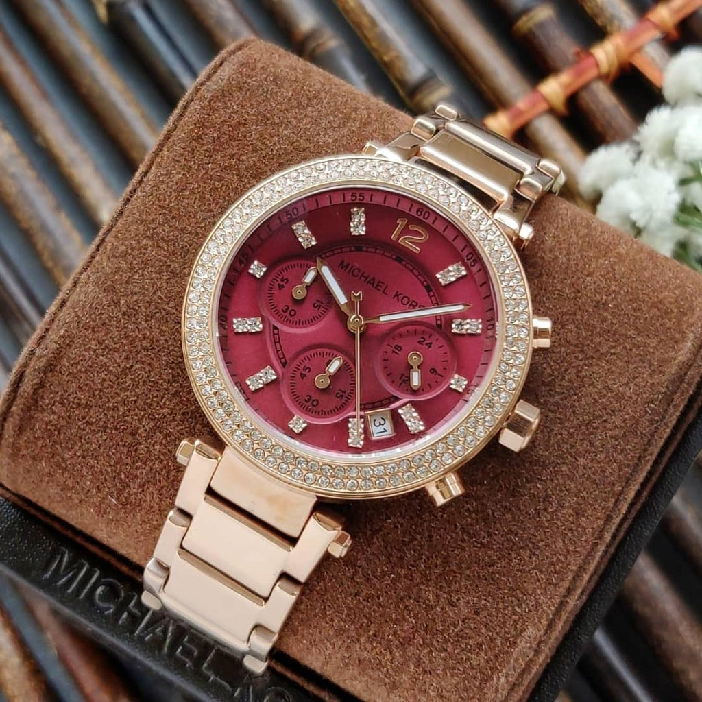 Buy Michael Kors Womens Quartz Parker Stainless Steel Red Dial 39mm Watch - Mk6106 in Pakistan