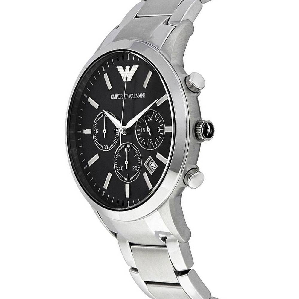 Buy Emporio Armani Classic Silver Stainless Steel Black Dial Chronograph Quartz Watch for Gents – AR2434 in Pakistan