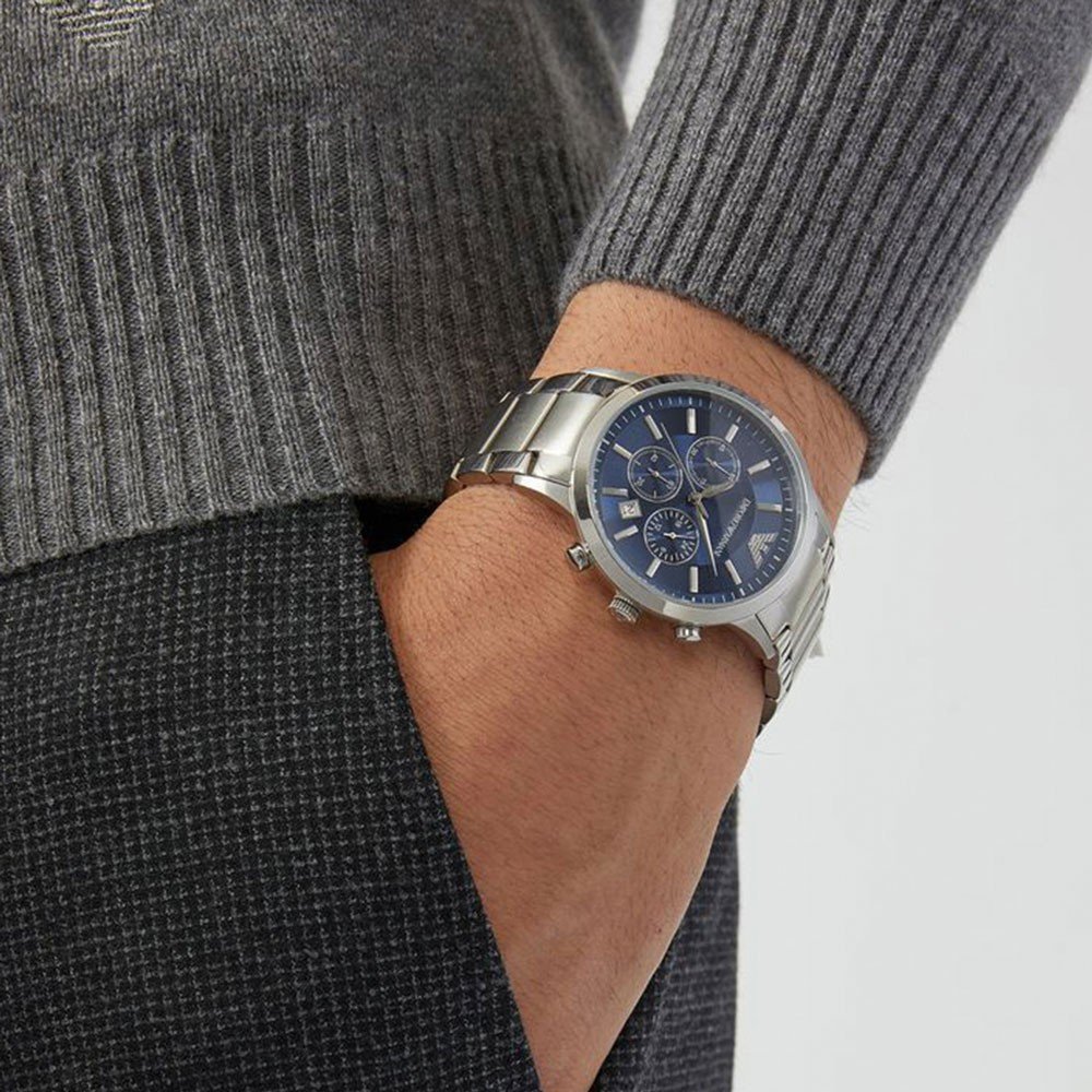 Buy Emporio Armani Men's Chronograph Quartz Stainless Steel Blue Dial 41mm Watch AR2448 in Pakistan