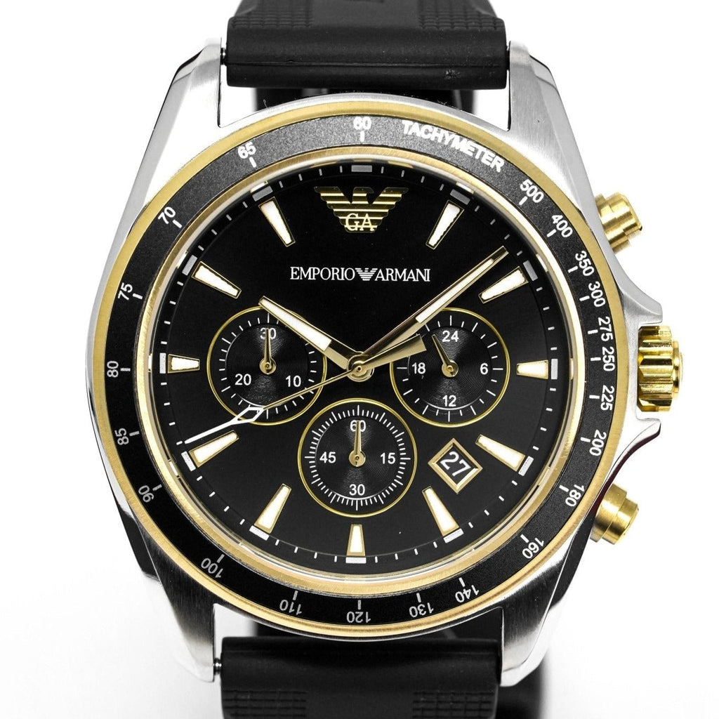 Buy Emporio Armani Men’s Chronograph Quartz Black Silicone Strap 44mm Watch - AR80003 in Pakistan