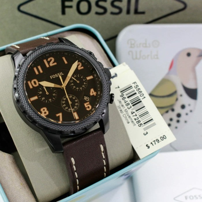 Buy Fossil Men's Quartz Brown Leather Strap Black Dial 46mm Watch FS5601 in Pakistan