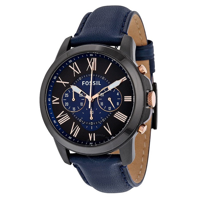 Buy Fossil Men’s Chronograph Quartz Leather Strap Black and Blue Dial 43mm Watch - FS5061 in Pakistan