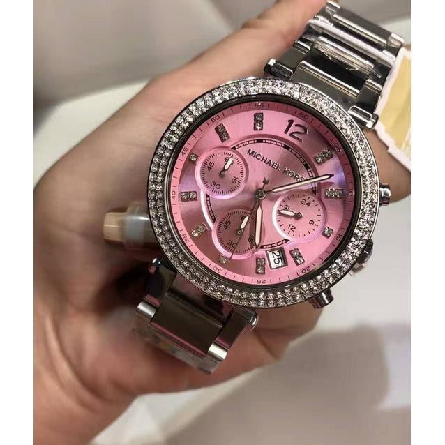 Buy Michael Kors Womens Quartz Parker Silver Stainless Steel Pink Dial 39mm Watch - Mk6105 in Pakistan