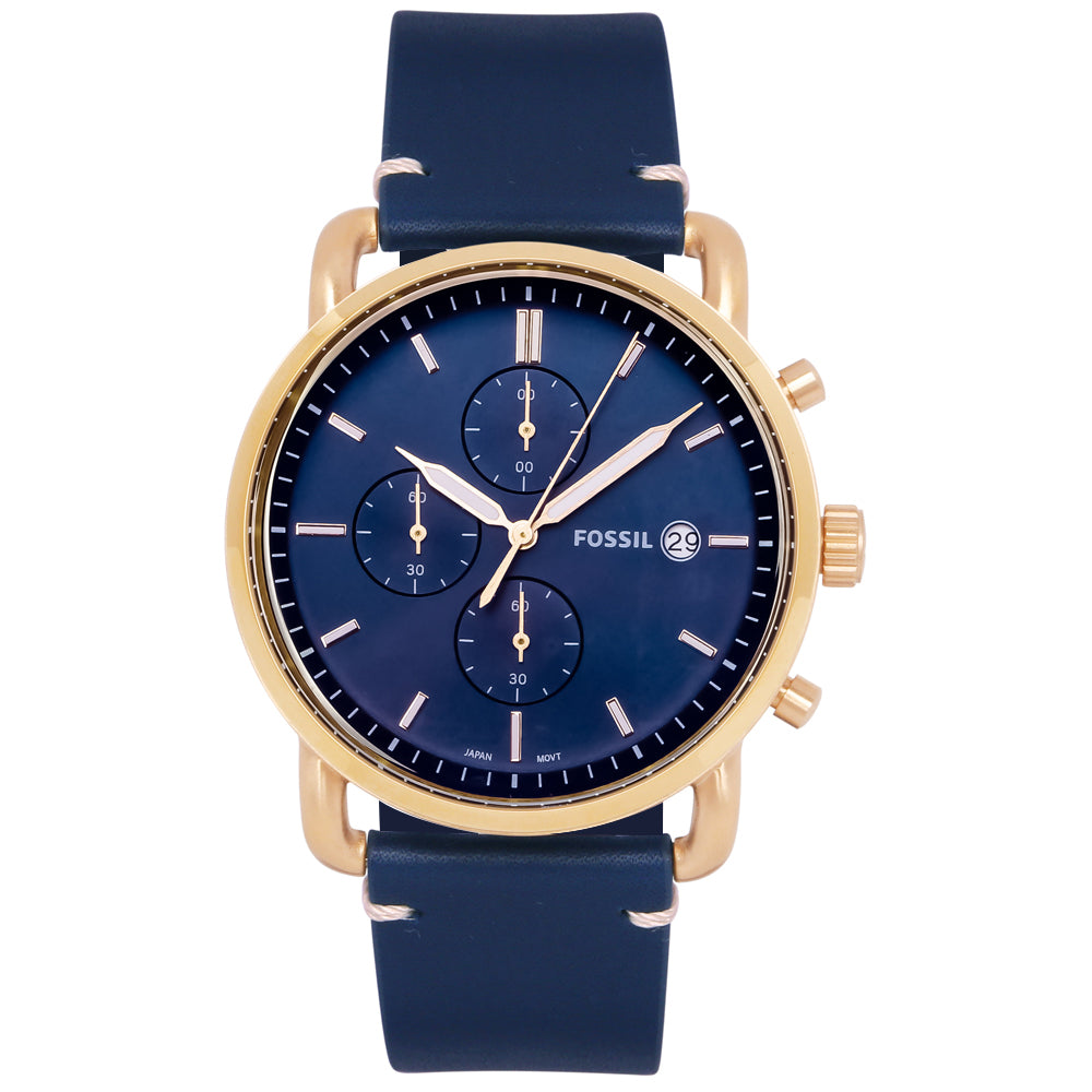 Buy The Commuter Chronograph Blue Dial Navy Leather Watch For Men in Pakistan